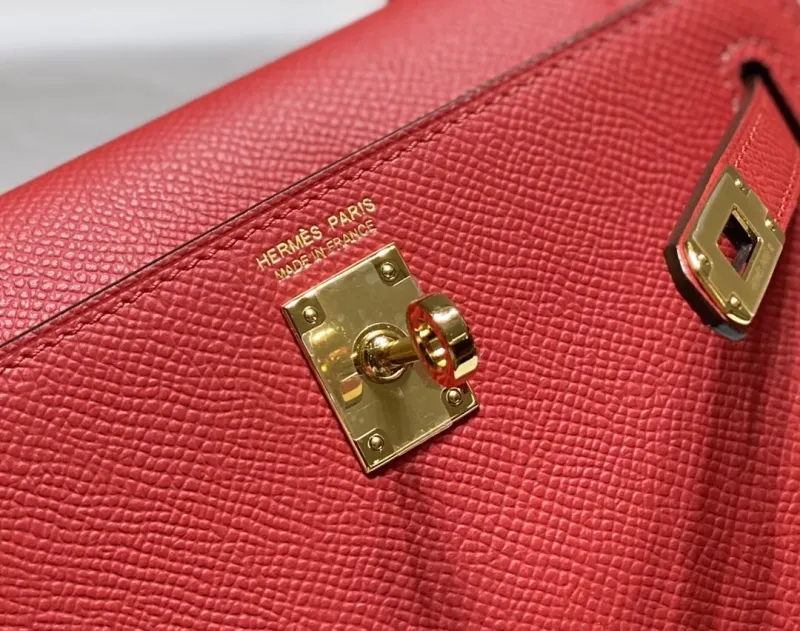 Hermes Red Mini Kelly Handbag 588 - Image 5