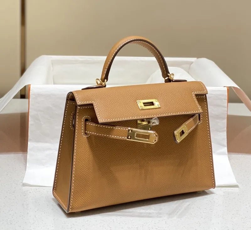 Hermes Kelly Mini Brown Leather Handbag 589 - Image 4