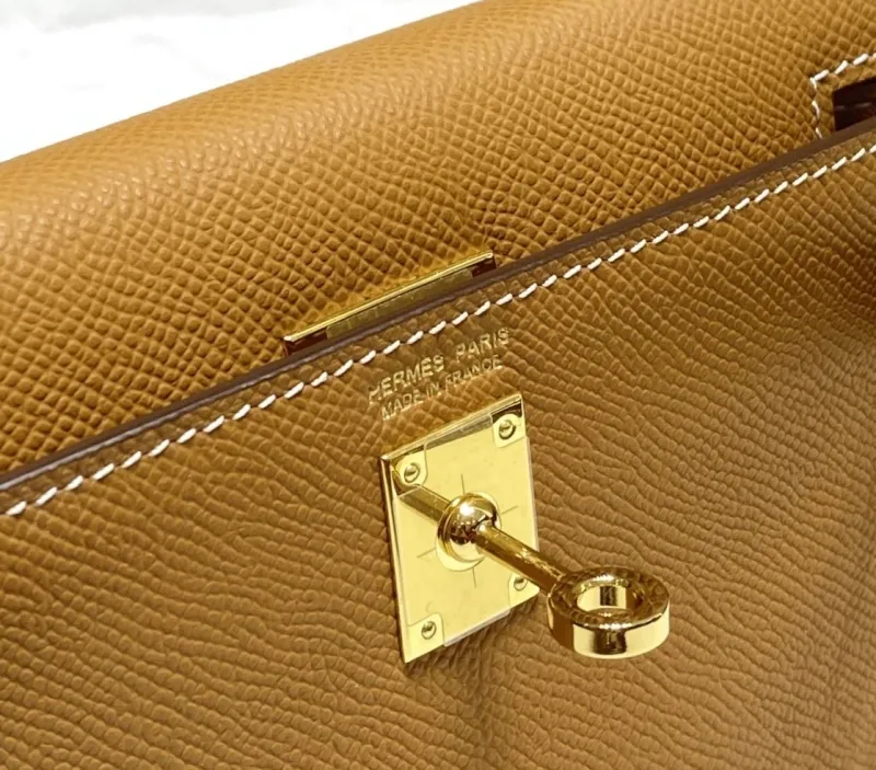 Hermes Kelly Mini Brown Leather Handbag 589 - Image 5