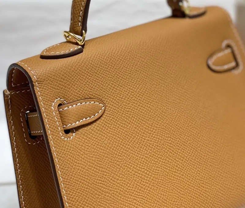 Hermes Kelly Mini Brown Leather Handbag 589 - Image 6