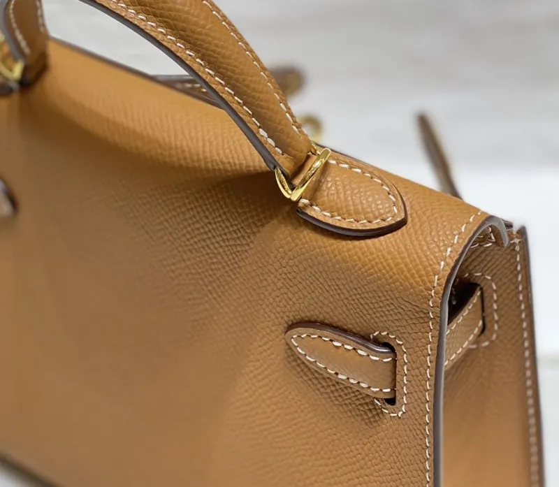 Hermes Kelly Mini Brown Leather Handbag 589 - Image 7