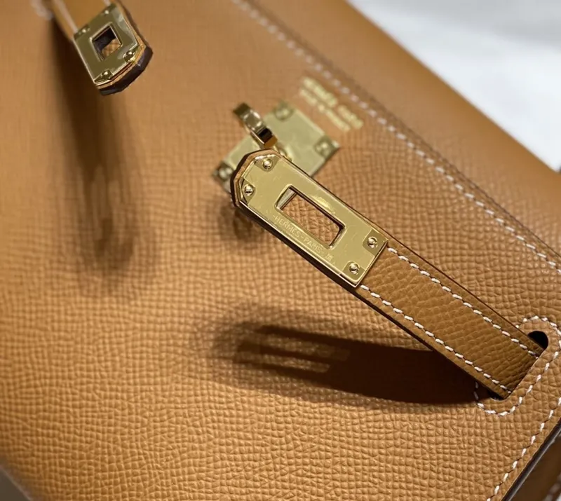 Hermes Kelly Mini Brown Leather Handbag 589 - Image 8