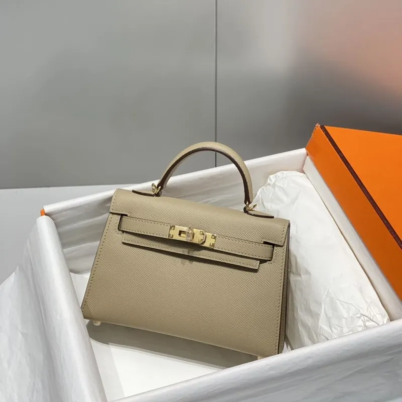 Hermes Beige Mini Kelly Leather Handbag 590