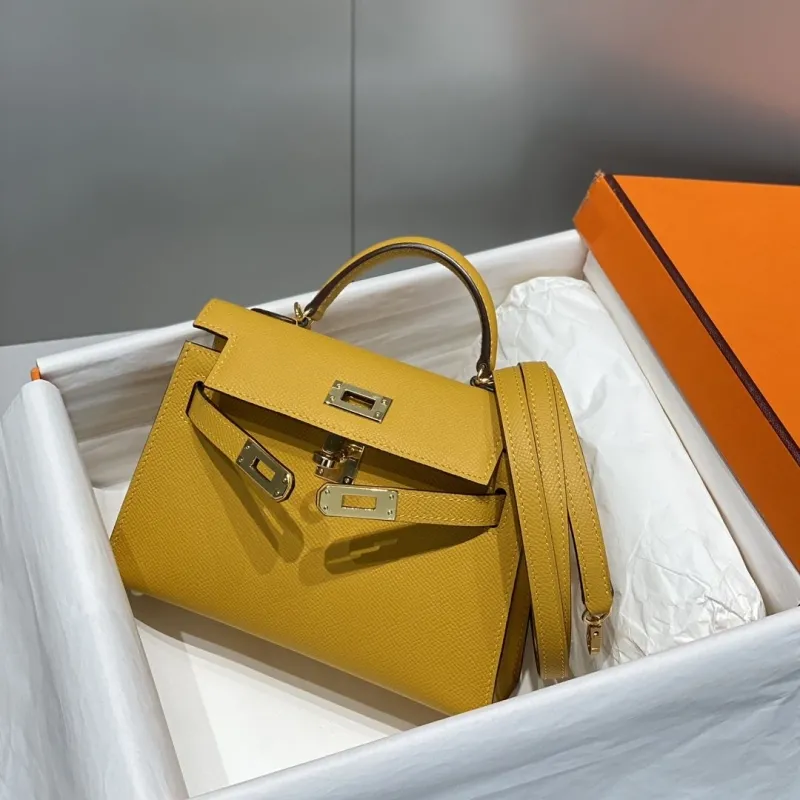 Alternative view of Hermes Yellow Mini Kelly Leather Handbag