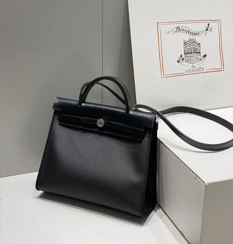 Hermes Black Herbag Handbag 606 - Image 3
