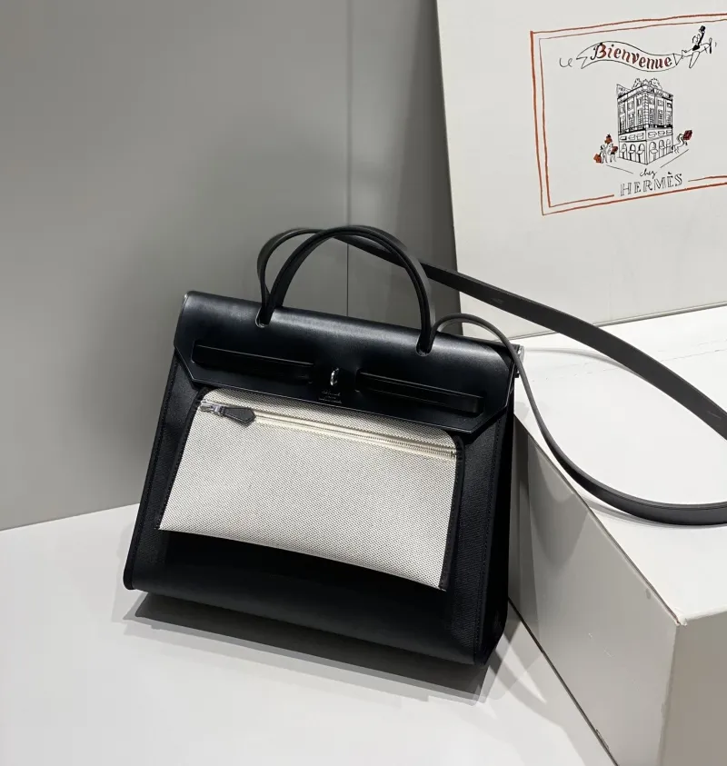 Hermes Black Herbag Handbag 606 - Image 4