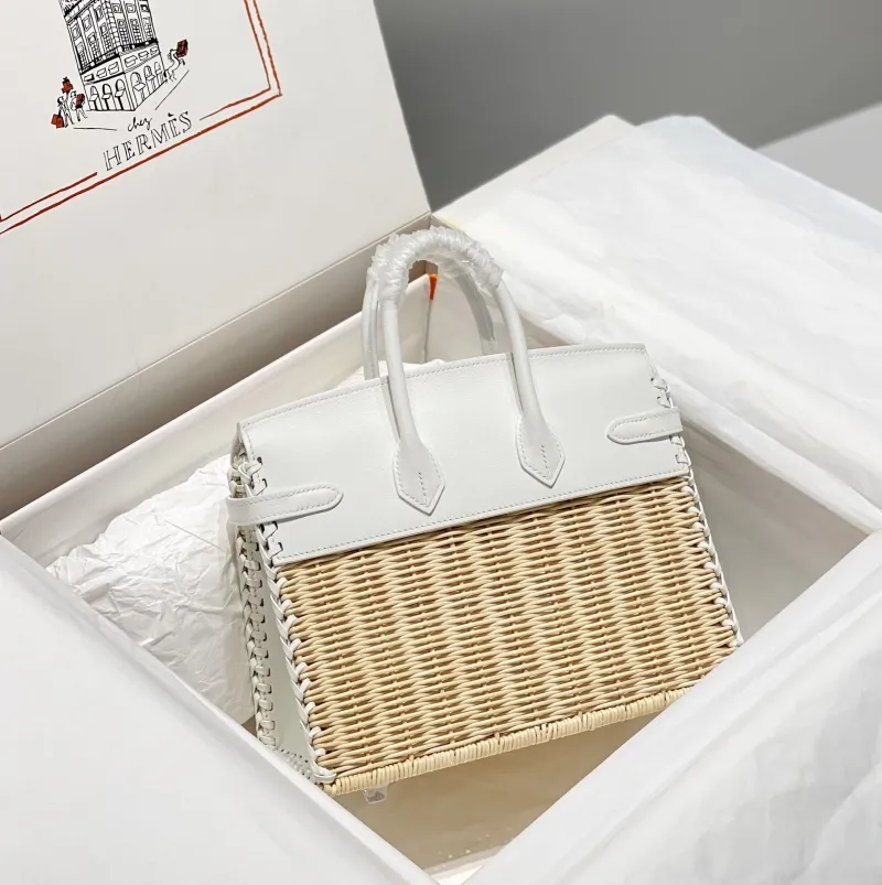 Hermes Kelly White Wicker Leather Handbag 614 - Image 3