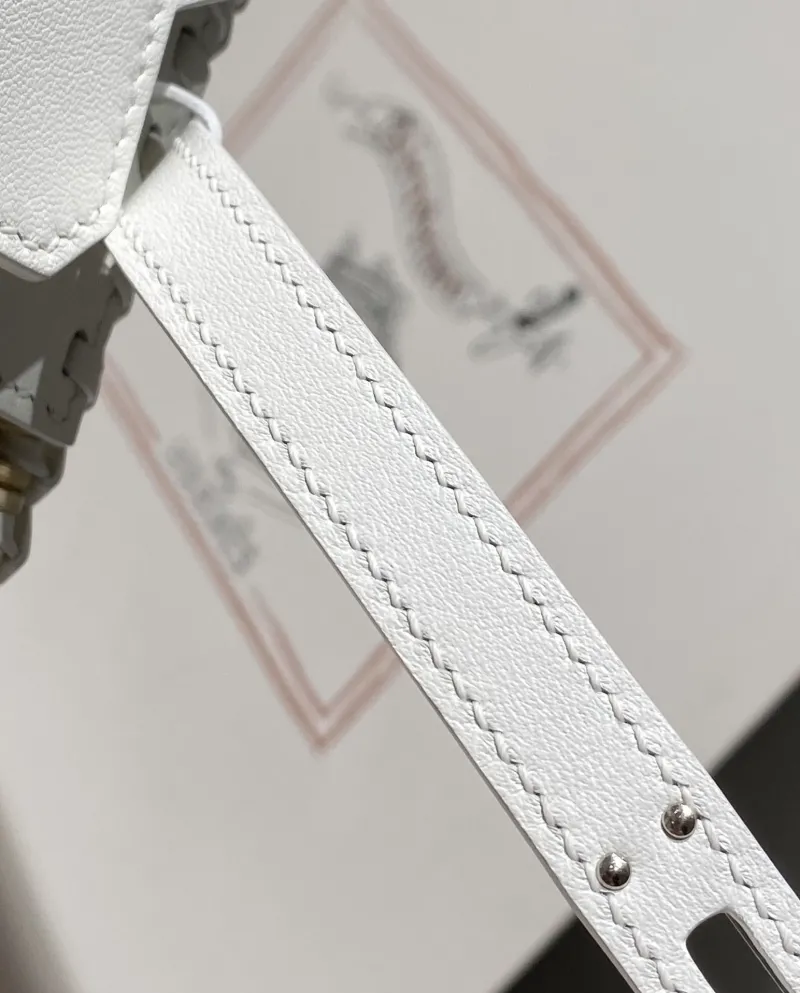 Hermes Kelly White Wicker Leather Handbag 614 - Image 7