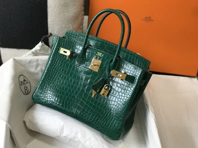 Alternative view of Hermes Green Crocodile Leather Handbag 622