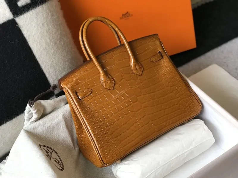 Hermes Brown Crocodile Leather Kelly Bag 623 - Image 3