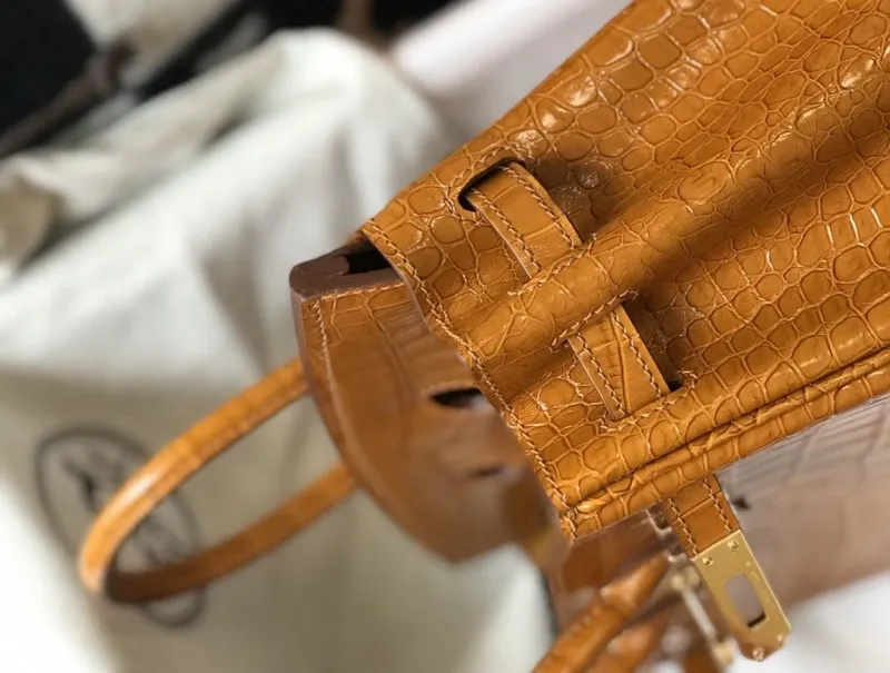 Hermes Brown Crocodile Leather Kelly Bag 623 - Image 8