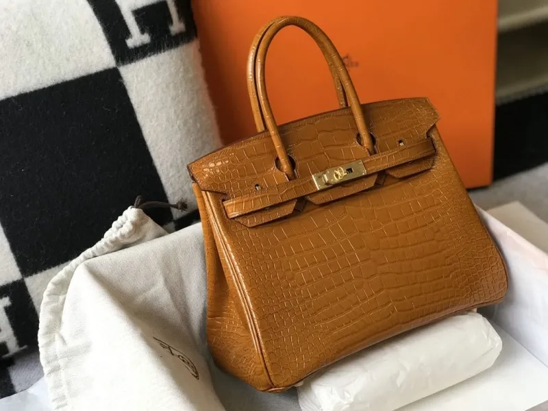 Alternative view of Hermes Brown Crocodile Leather Birkin Handbag 624