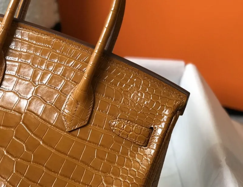Hermes Brown Crocodile Leather Birkin Handbag 624 - Image 5
