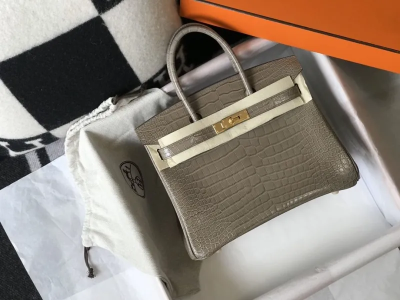 Hermes Gray Crocodile Leather Birkin Bag 626