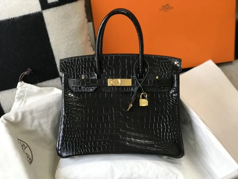 Hermes Black Crocodile Leather Kelly Handbag 628 - Image 4