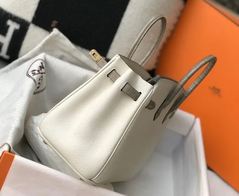 Hermes White Gray Kelly Handbag 629 - Image 3