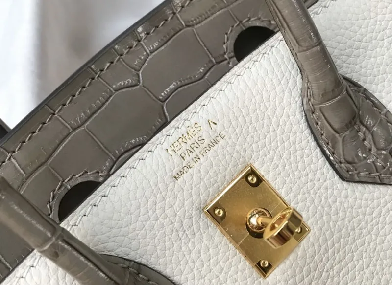 Hermes White Gray Kelly Handbag 629 - Image 6