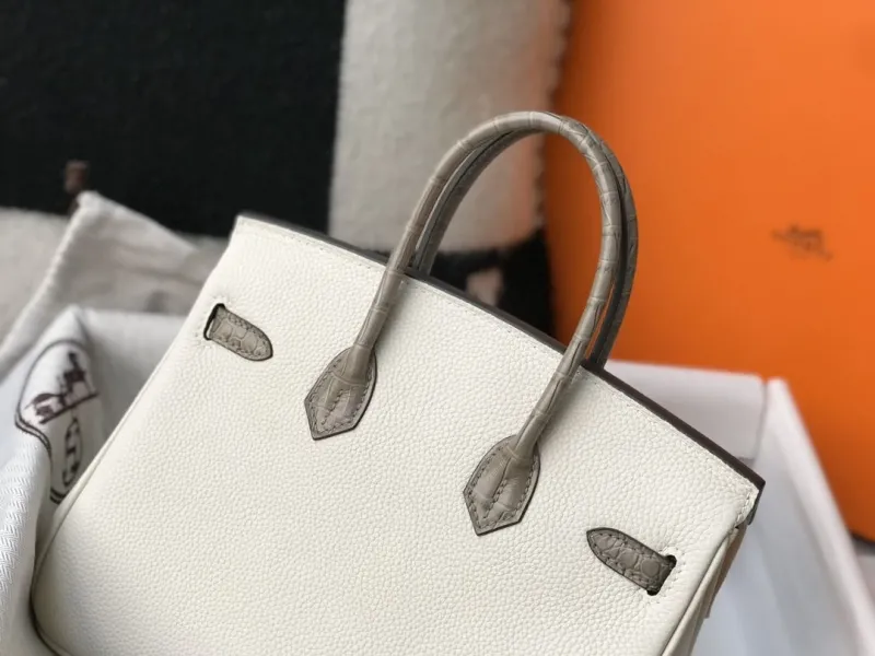 Hermes White Gray Kelly Handbag 629 - Image 7