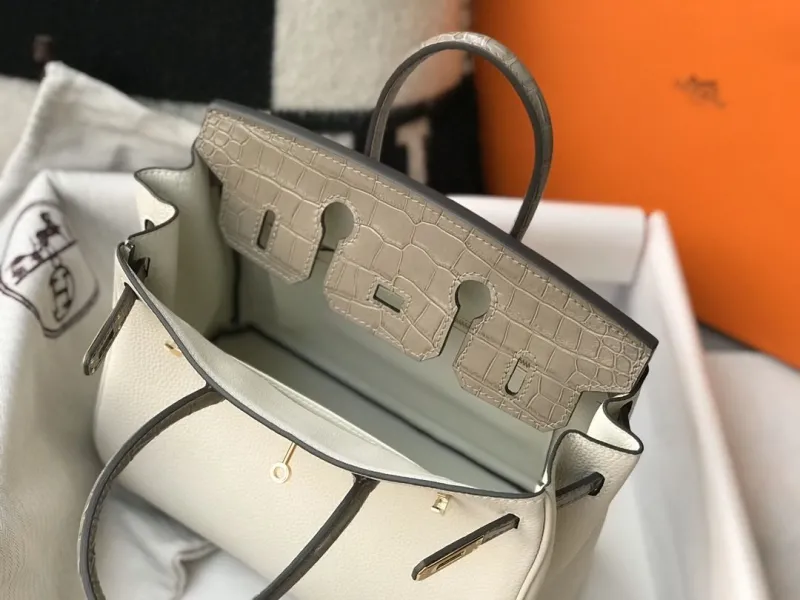 Hermes White Gray Kelly Handbag 629 - Image 9