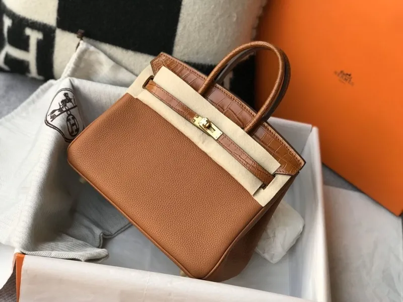 Hermes Brown Crocodile Leather Kelly Bag 631