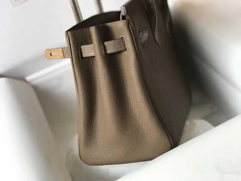 Luxury Hermes Grey Croc Leather Birkin Handbag 636 - Image 4