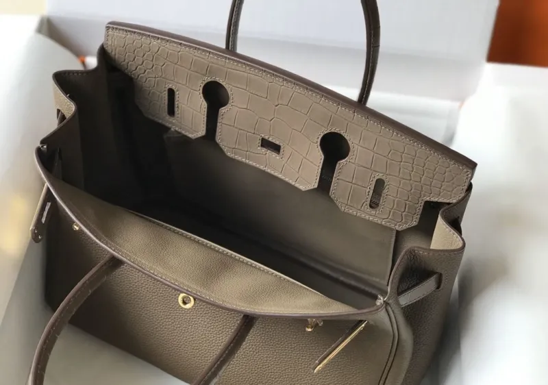 Luxury Hermes Grey Croc Leather Birkin Handbag 636 - Image 9