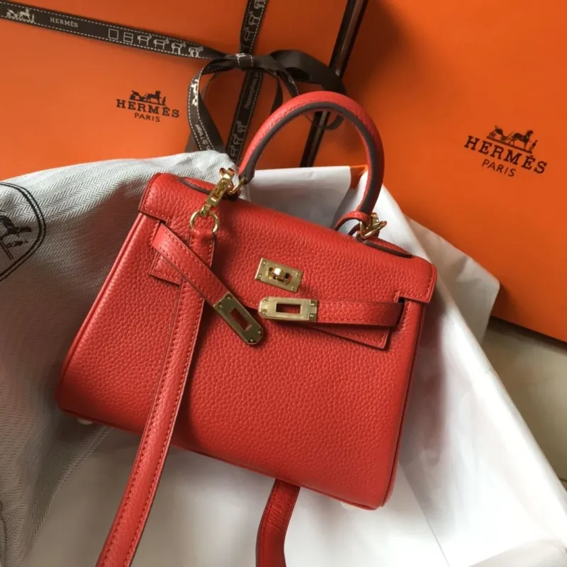 Hermes Red Kelly Leather Handbag - Image 3