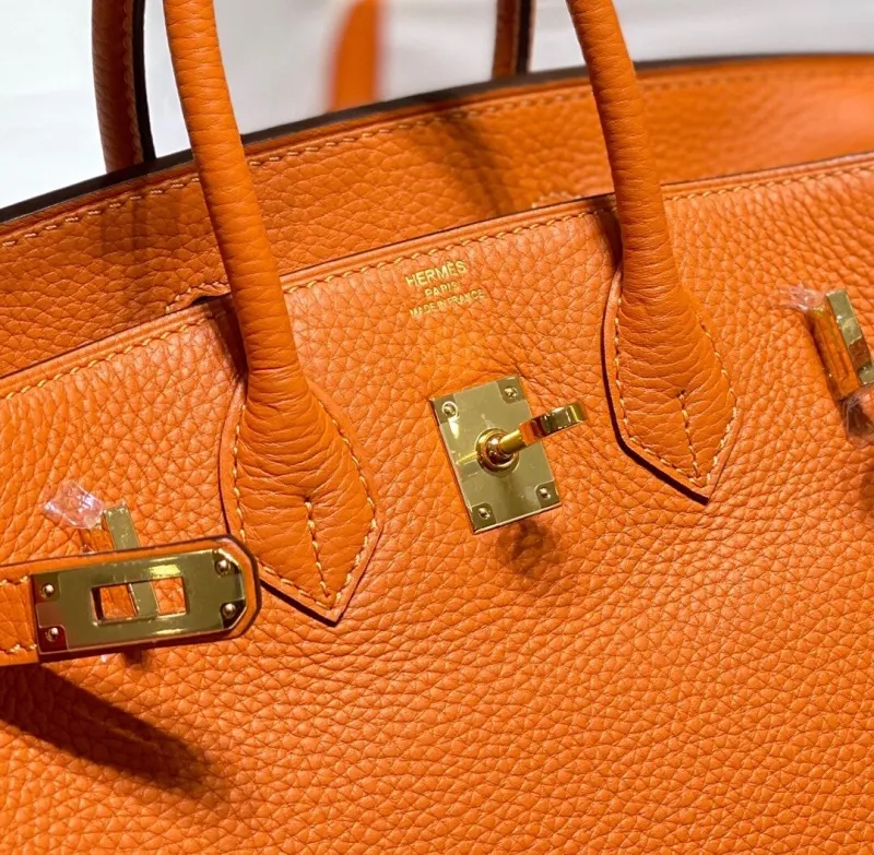 Hermes Orange Leather Kelly Handbag 683 - Image 5