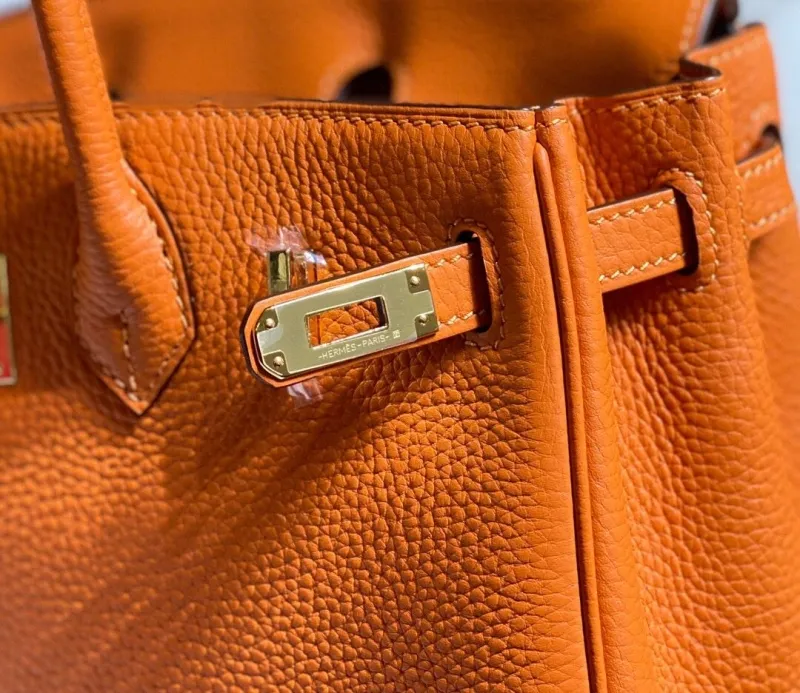 Hermes Orange Leather Kelly Handbag 683 - Image 6