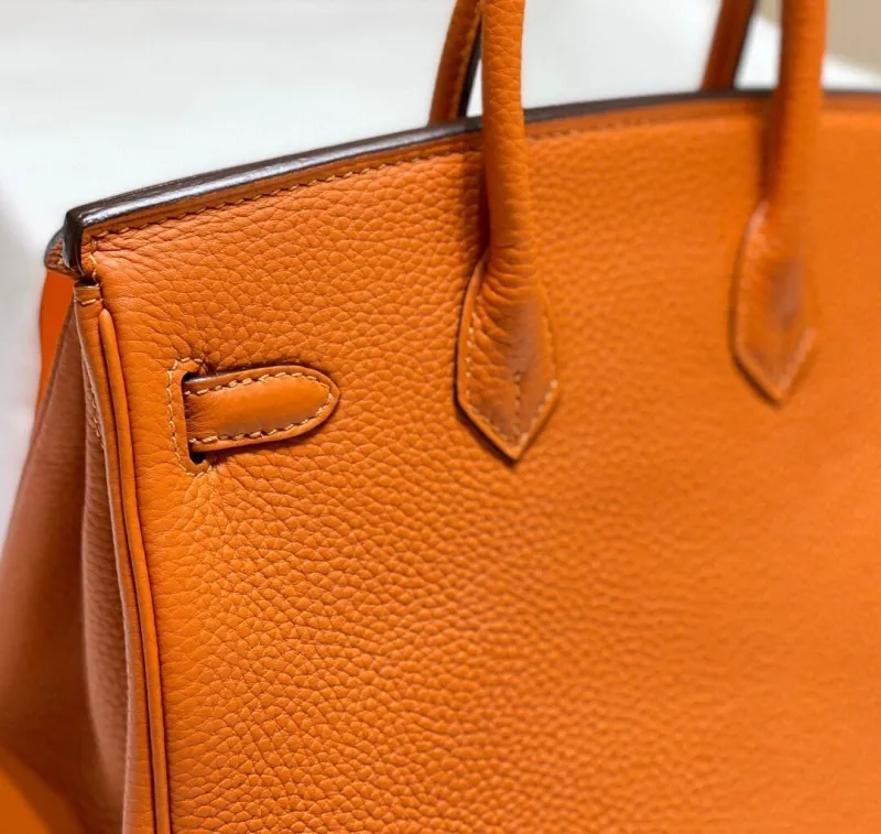 Hermes Orange Leather Kelly Handbag 683 - Image 8