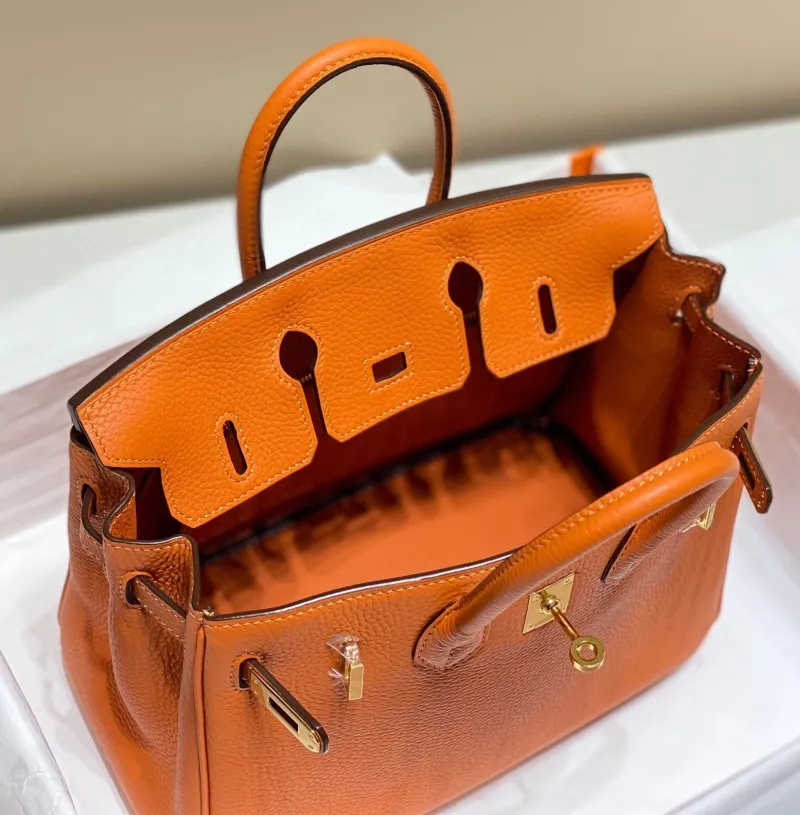Hermes Orange Leather Kelly Handbag 683 - Image 9