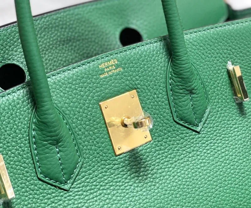 Hermes Green Leather Kelly Handbag 688 - Image 7