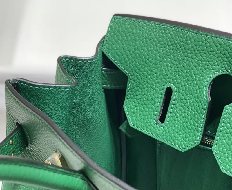 Hermes Green Leather Kelly Handbag 688 - Image 8