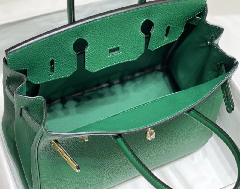 Hermes Green Leather Kelly Handbag 688 - Image 9