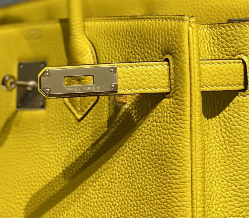 Hermes Yellow Kelly Leather Handbag 689 - Image 6
