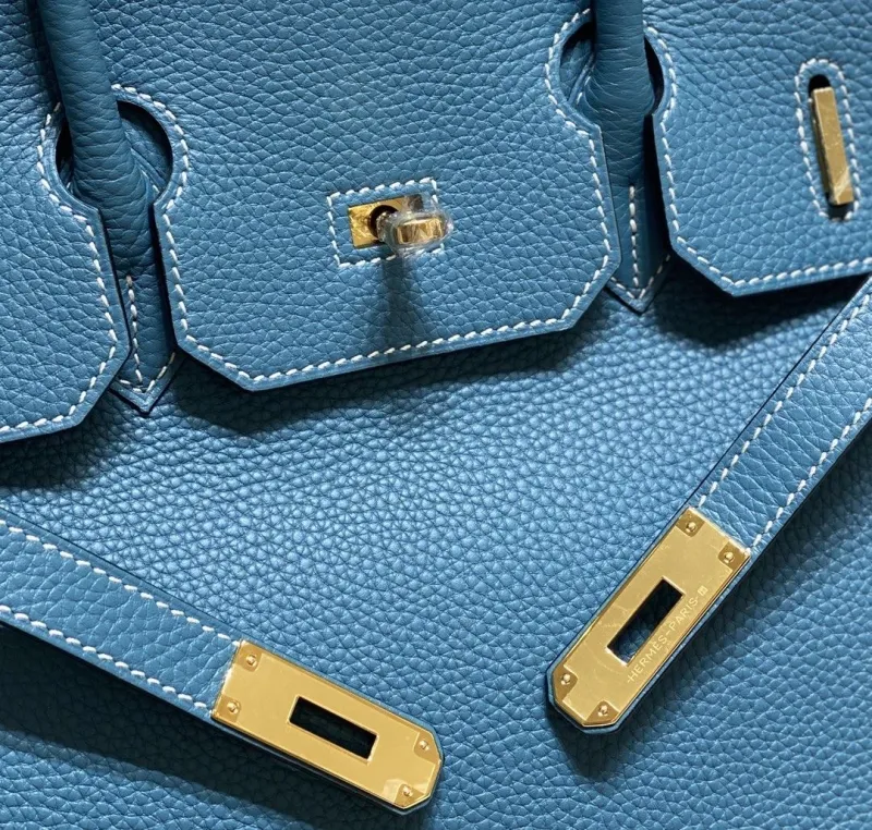 Hermes Blue Kelly Leather Handbag 694 - Image 4