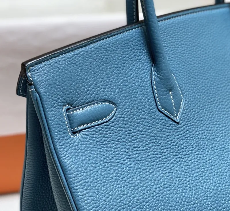 Hermes Blue Kelly Leather Handbag 694 - Image 5