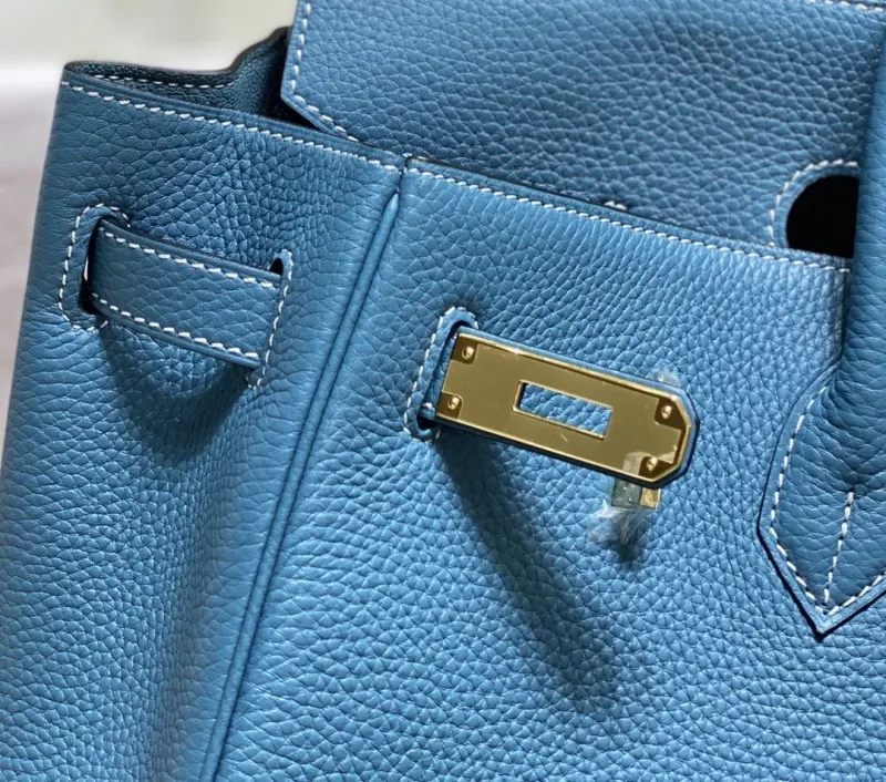 Hermes Blue Kelly Leather Handbag 694 - Image 7