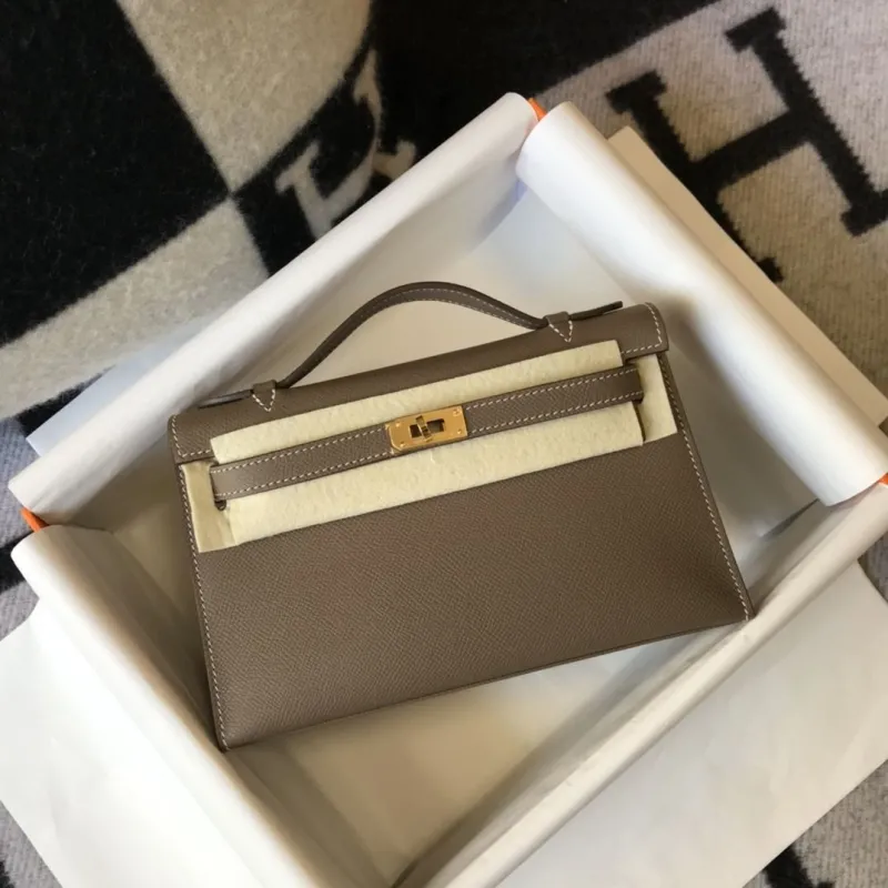 Hermes Kelly DanSe Gray Leather Handbag