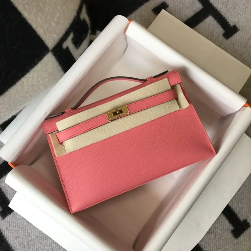Hermes Pink Leather Kelly DanSe Handbag