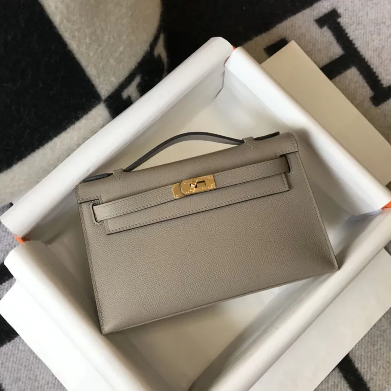Hermes Kelly DanSe Gray Leather Handbag 49 - Image 4