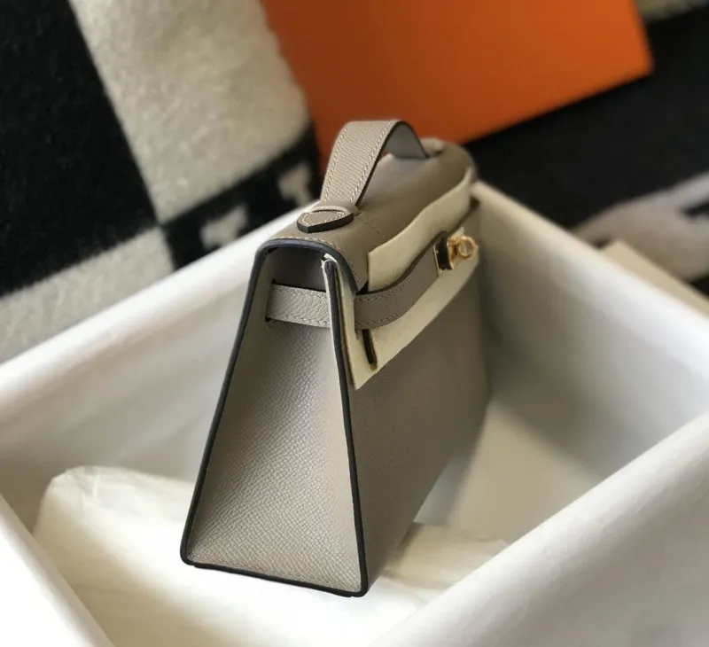 Hermes Kelly DanSe Gray Leather Handbag 49 - Image 5