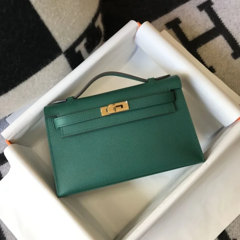 Hermes Kelly DanSe Green Leather Bag 51 - Image 4