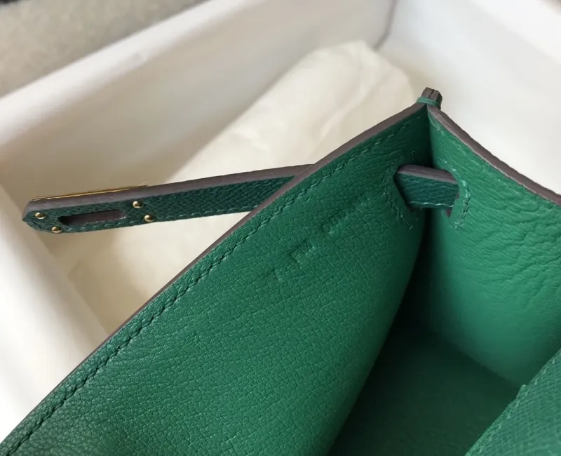 Hermes Kelly DanSe Green Leather Bag 51 - Image 8