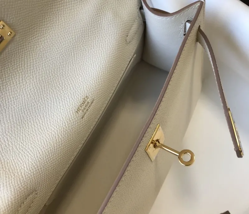 Hermes Kelly DanSe Cream Leather Bag 52 - Image 9