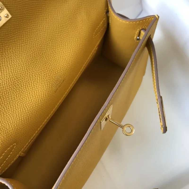 Hermes Yellow Kelly DanSe Leather Handbag - Image 9