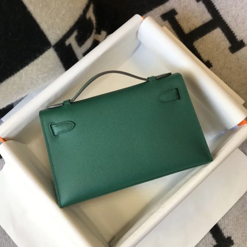 Hermes Green Kelly DanSe Leather Handbag