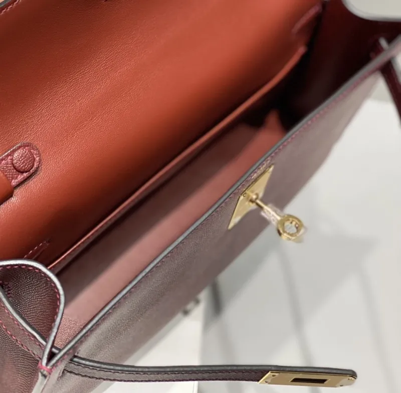 Hermes Burgundy Kelly DanSe Shoulder Bag 69 - Image 8