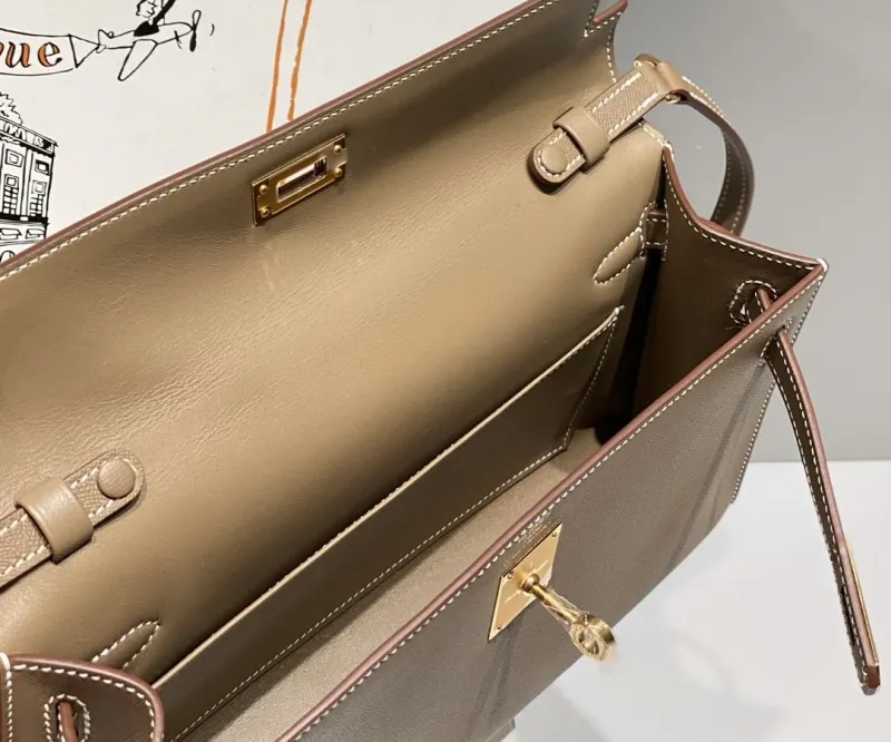 Hermes Kelly DanSe Taupe Shoulder Bag 72 - Image 9