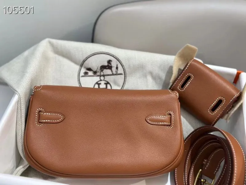 Hermes Brown Leather Kelly Moove Crossbody Bag - Image 3